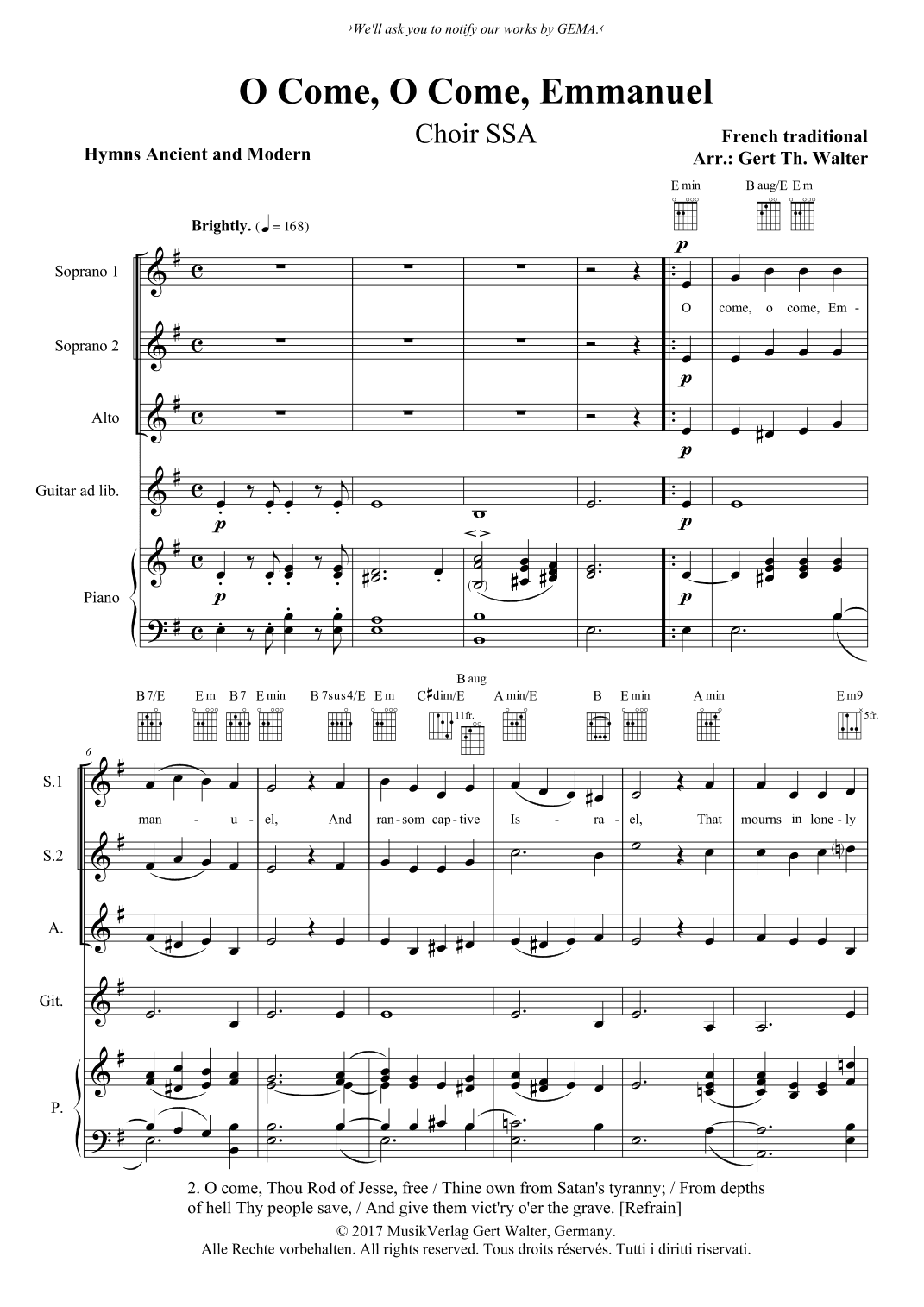 O Come, O Come, Emmanuel (arr. Gert Th. Walter)