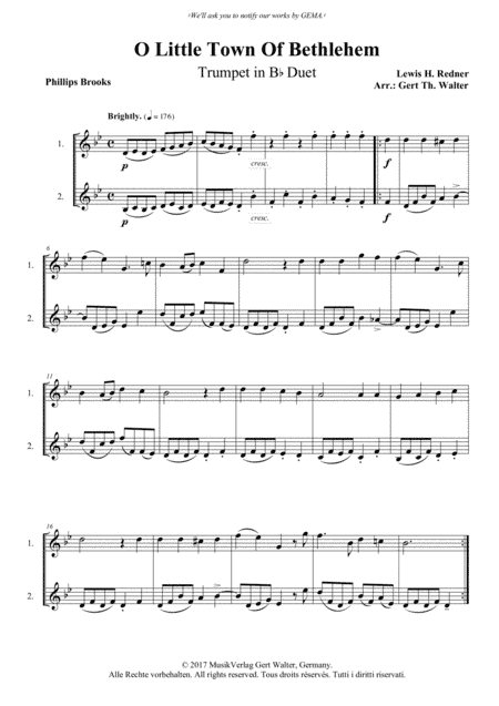 O Little Town Of Bethlehem (arr. Gert Th. Walter)