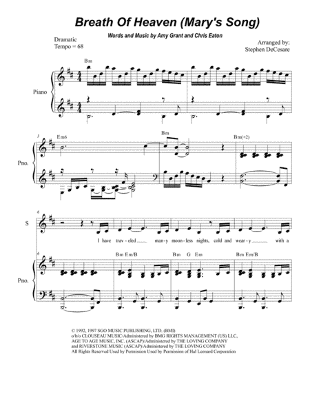 Breath Of Heaven (Mary's Song) (arr. Stephen DeCesare)
