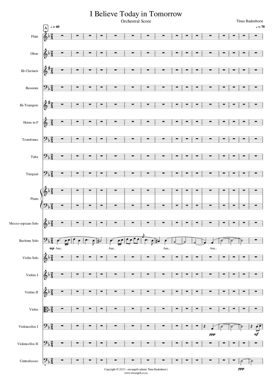 I Believe Today In Tomorrow - Orchestral Score
