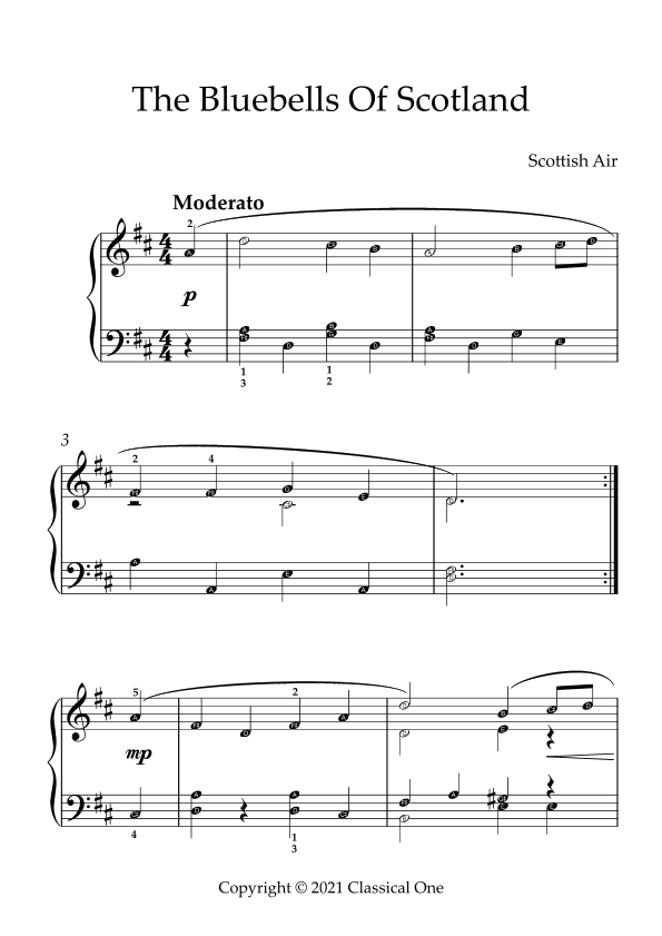 Scottish Air - The Bluebells of Scotland(With Note name) (arr. MPS)