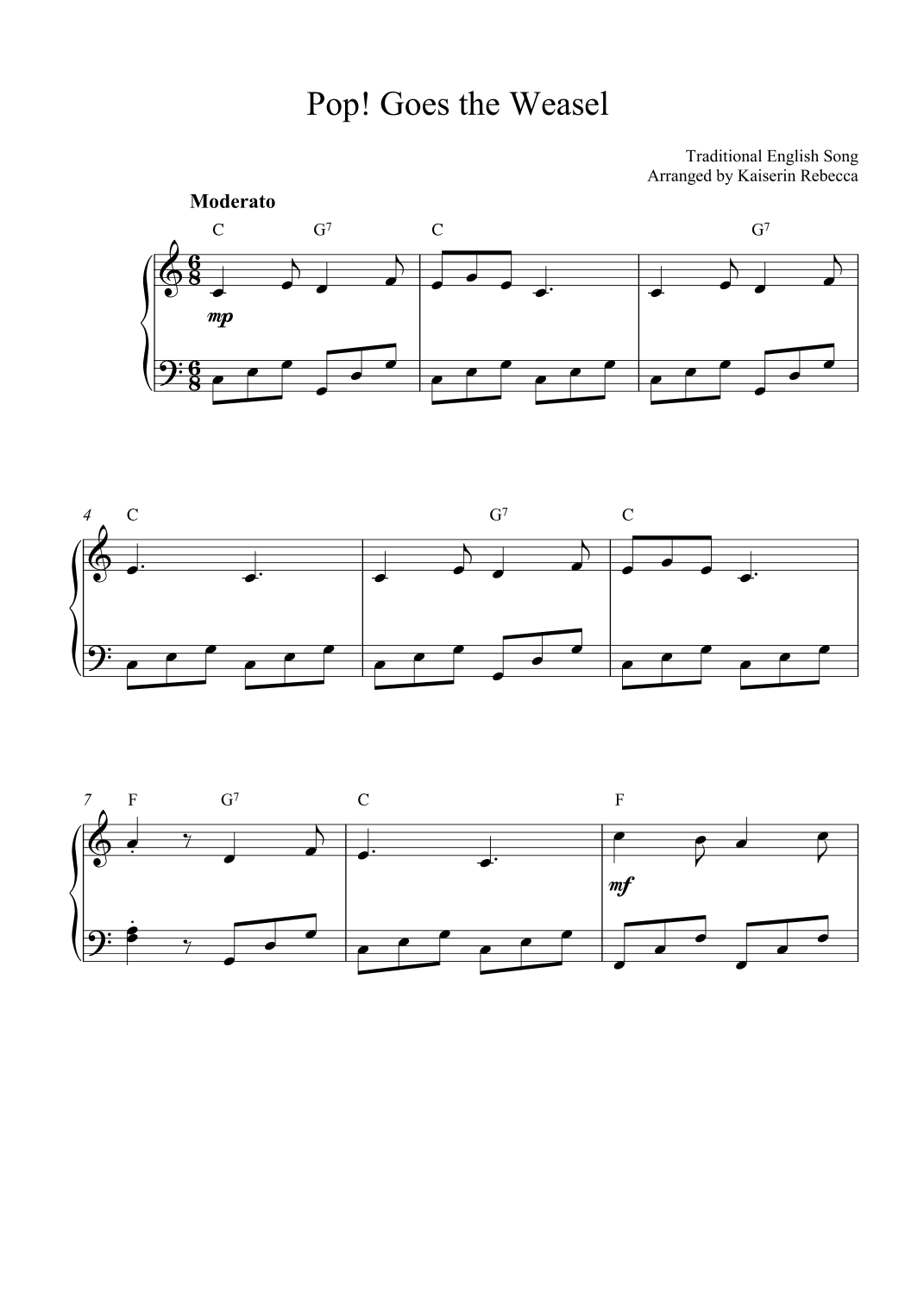 Pop Goes the Weasel (arr. Kaiserin Rebecca)