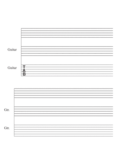 Vocal/Guitar/Tab Manuscript Paper