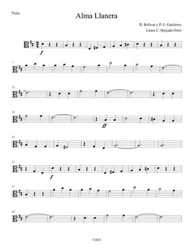 Alma Llanera. String orchestra. EASY. PARTS ONLY (arr. Laura C. Quijada Ortíz)