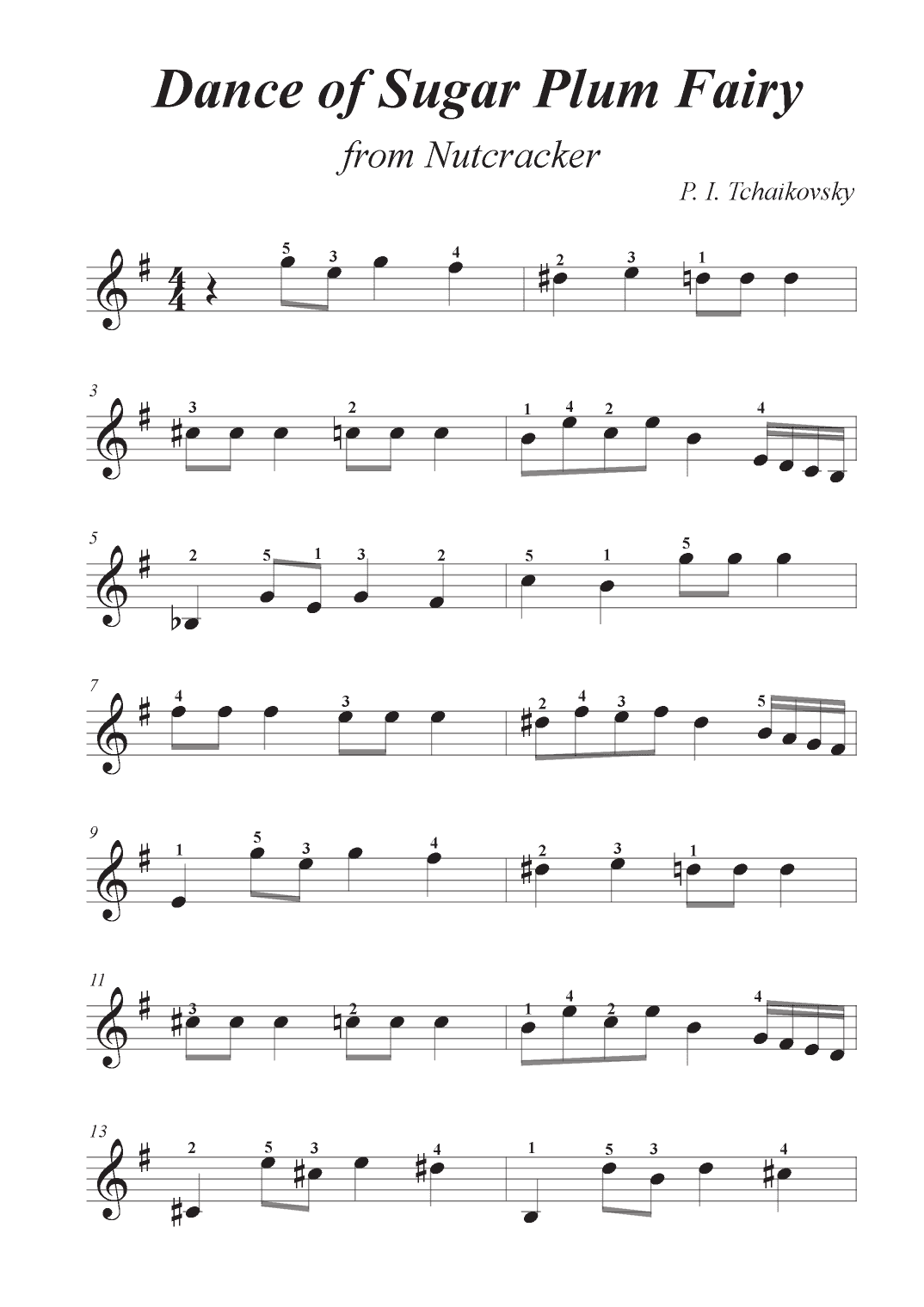 Dance of Sugar Plum Fairy - Easy Treble clef (arr. Avgusta Udartseva)