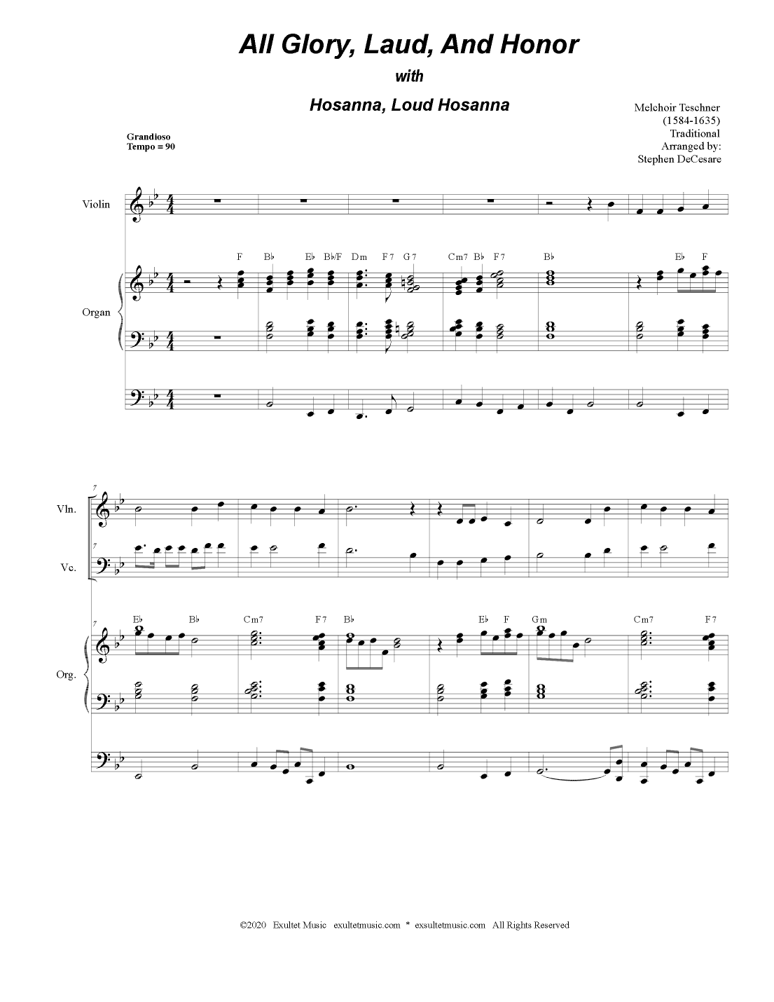 All Glory, Laud, And Honor (with "Hosanna, Loud Hosanna") (Duet for Violin and Cello) (arr. Stephen DeCesare)