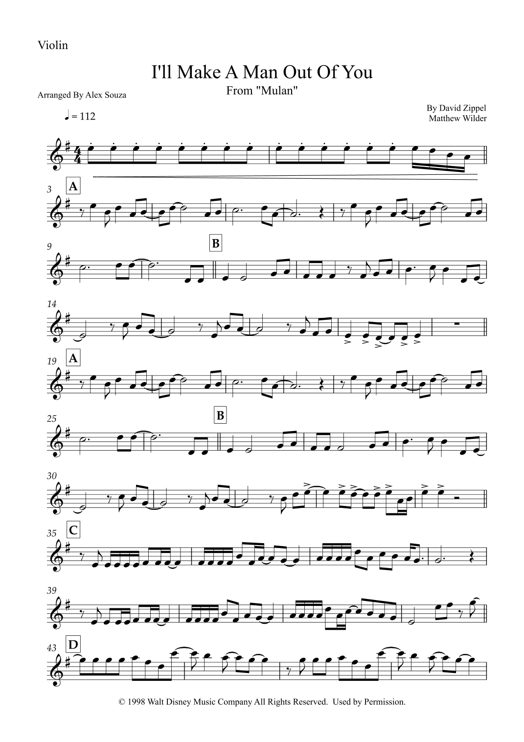 I'll Make A Man Out Of You (arr. Alex Souza)