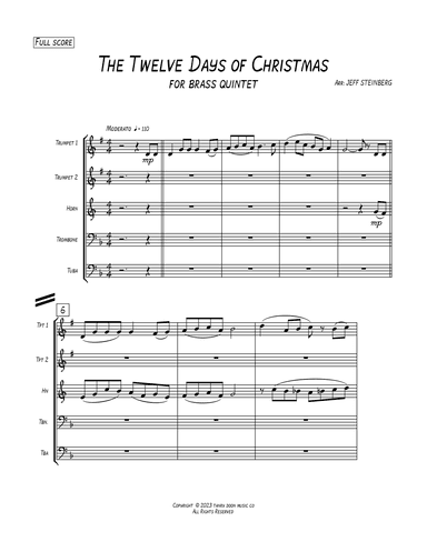 THE TWELVE DAYS OF CHRISTMAS For Brass Quintet (arr. Jeff Steinberg)