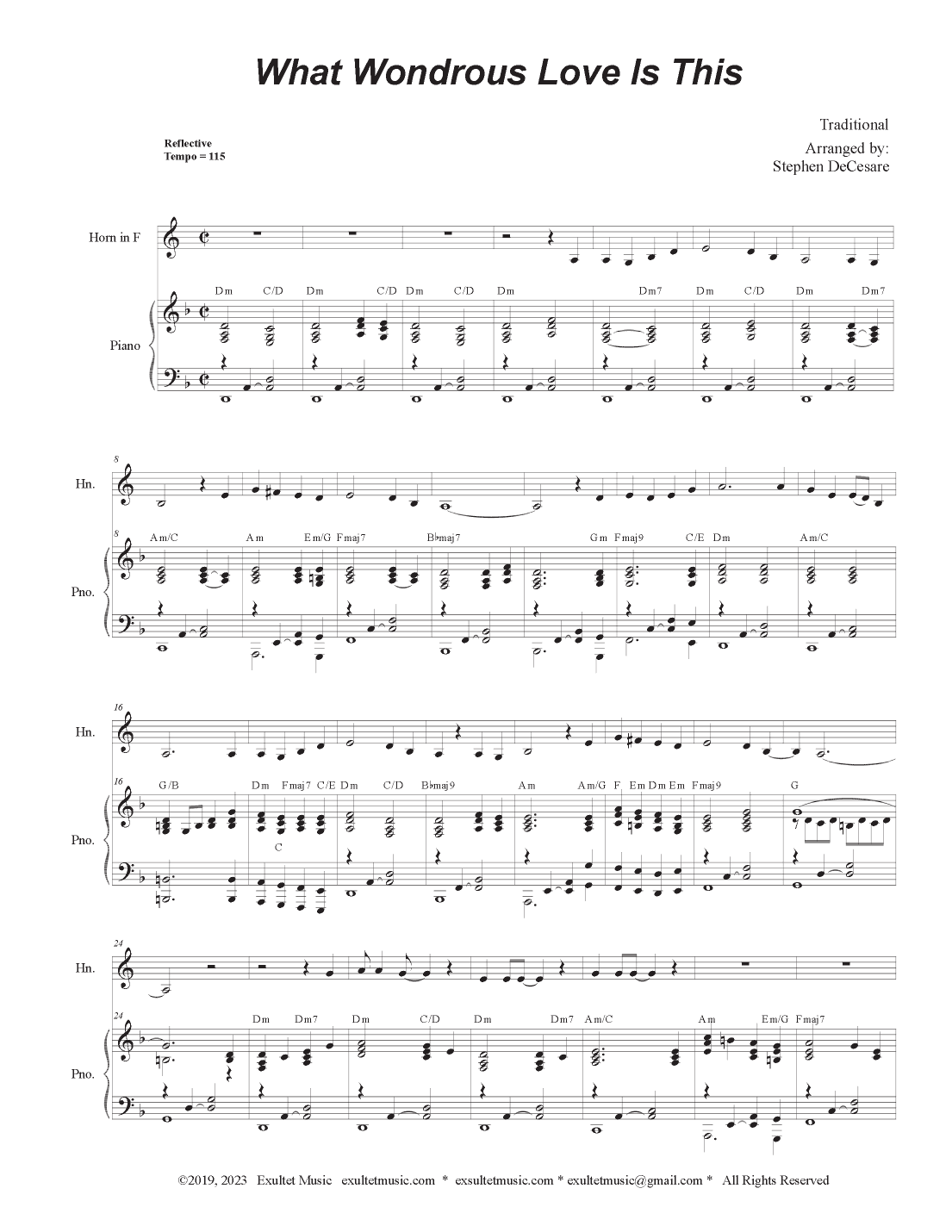 What Wondrous Love Is This (French Horn solo and Piano) (arr. Stephen DeCesare)