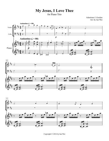 My Jesus, I Love Thee for Piano Trio (arr. Ian Wei)