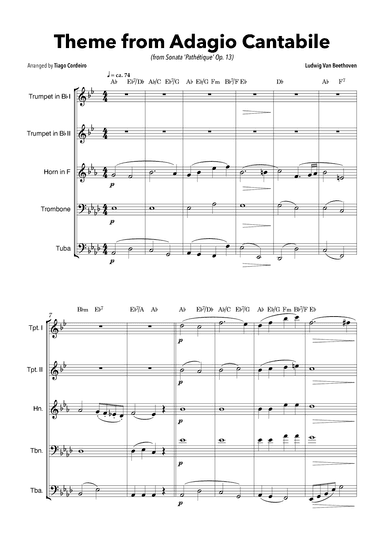 Theme From Adagio Cantabile (from Sonata 'Pathétique' Op.13) (arr. Tiago Cordeiro)