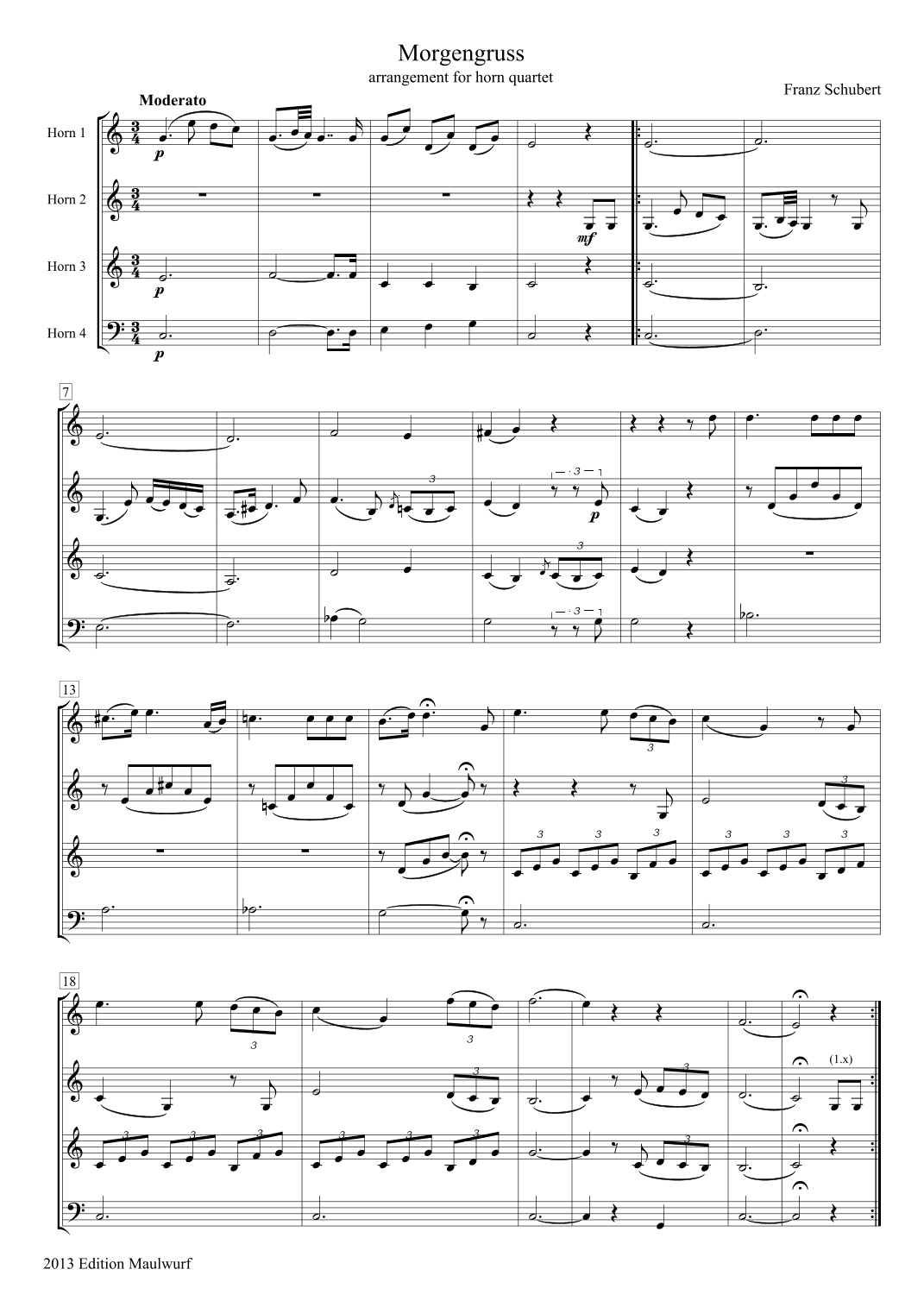 Morgengruss (arr. Edition Maulwurf)