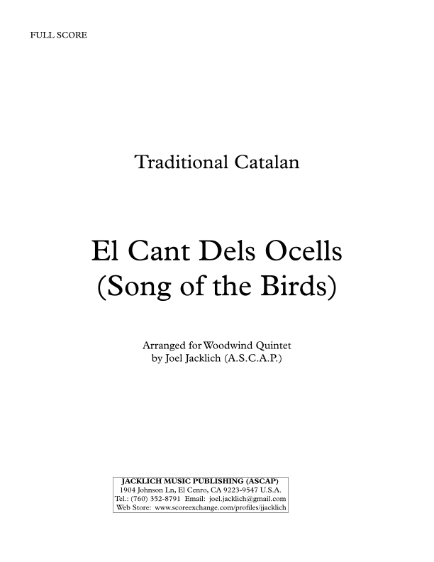 El Cant Dels Ocells (The Song of the Birds) (arr. Joel Jacklich (A.S.C.A.P.))