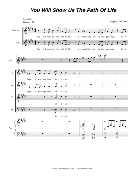 You Will Show Us The Path Of Life (Solo with SATB)