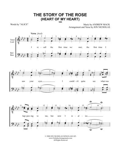 The Story Of The Rose (Heart Of My Heart) (arr. Jon Nicholas)