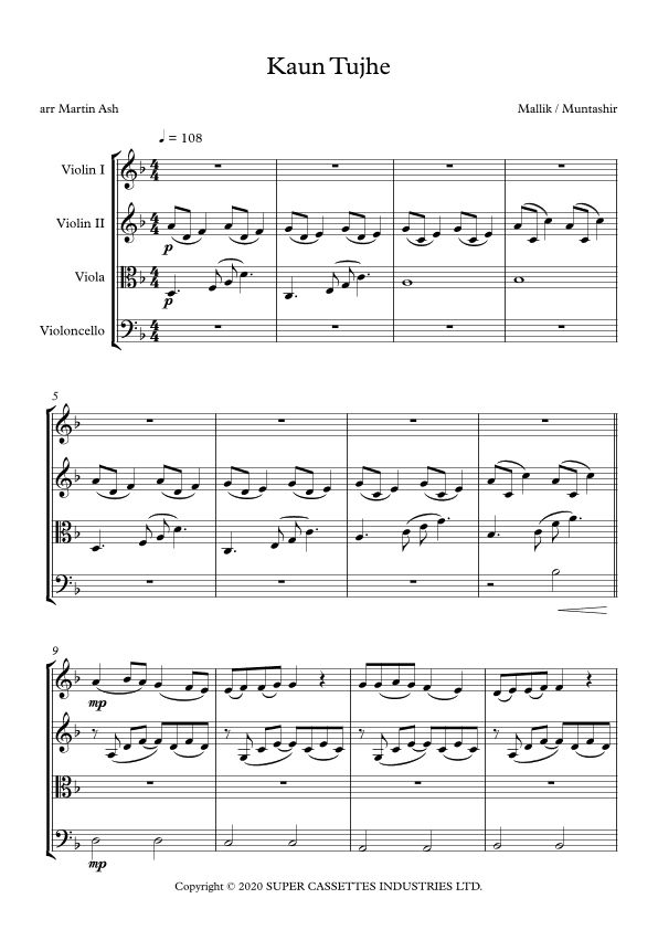 Kaun Tujhe (arr. Martin Ash)