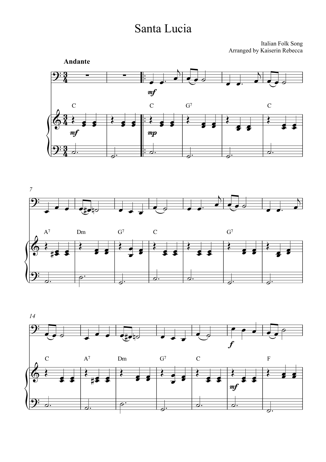 Santa Lucia (arr. Kaiserin Rebecca)