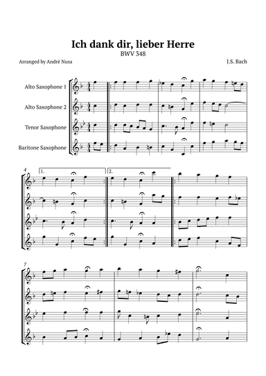 Ich dank dir, lieber Herre BWV 348 (arr. André Nusa)