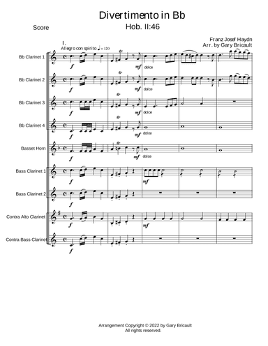 Divertimento in Bb - Hob. II:46 (arr. Gary Bricault)