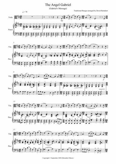 The Angel Gabriel for Viola and Piano (arr. David Burndrett)