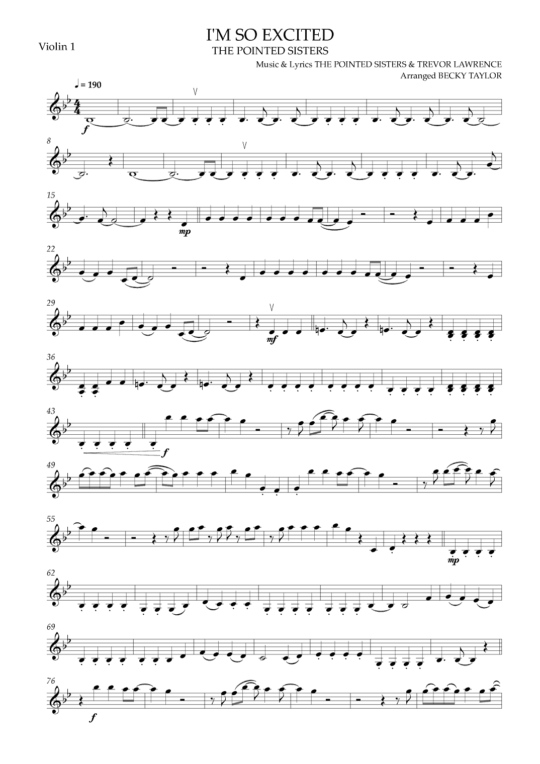 I'm So Excited (arr. Becky Taylor)