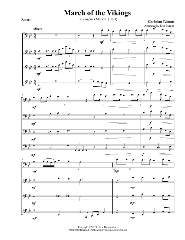 March of the Vikings for Trombone or Low Brass Quartet (arr. Eric Burger Music)