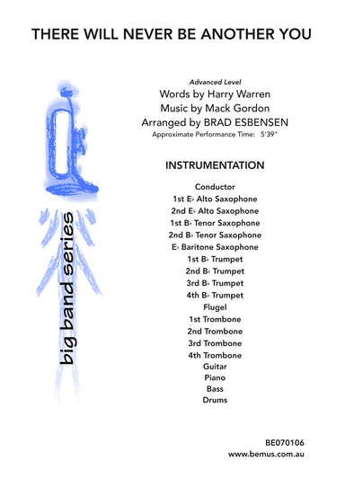 There Will Never Be Another You (arr. Brad Esbensen)