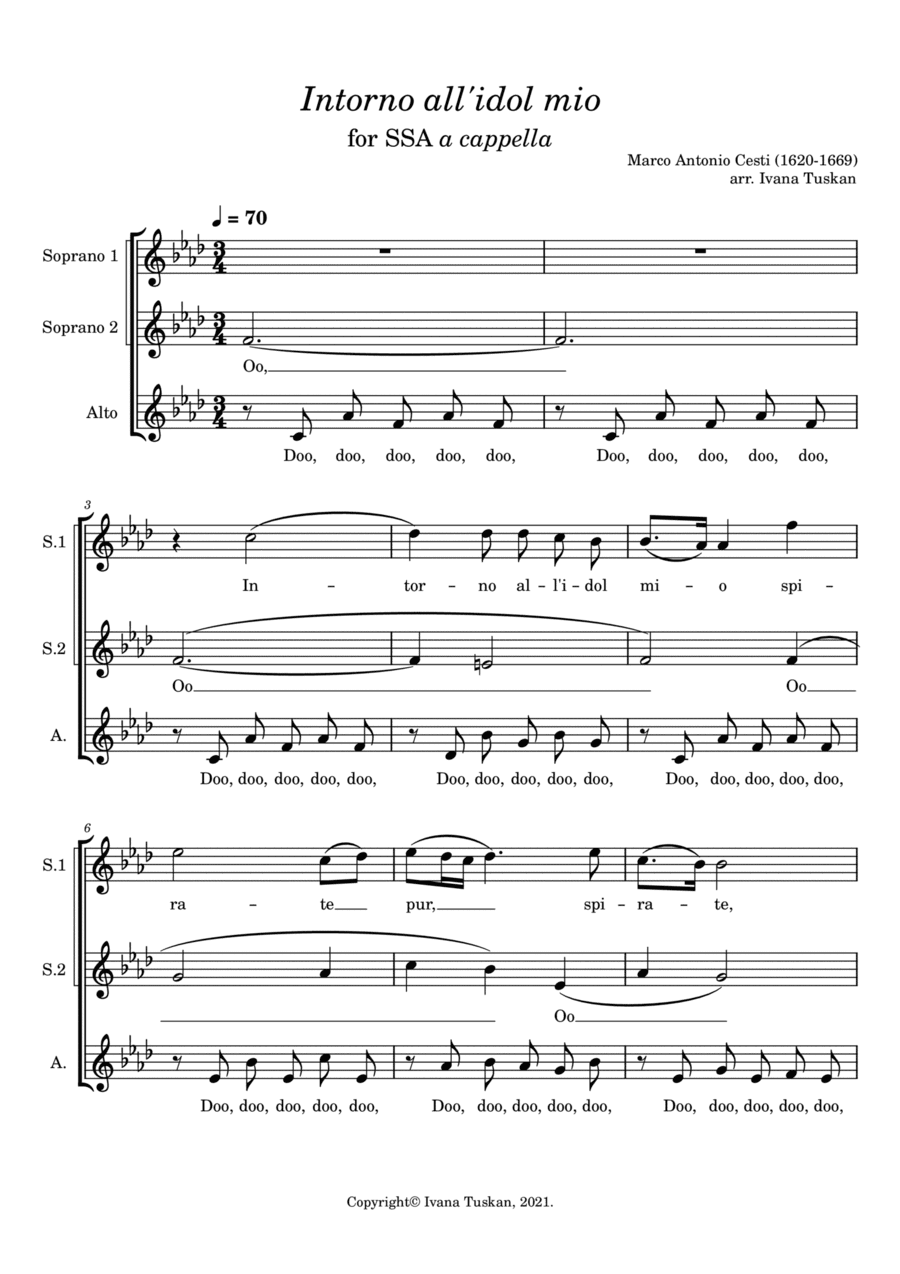 Intorno all'idol mio for SSA a cappella (arr. Ivana Tuskan)