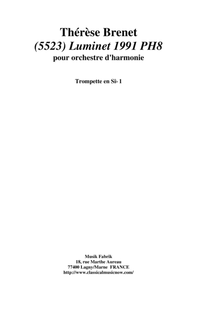 Thérèse Brenet: (5523) Luminet 1991 PH8 for concert band, Bb trumpet 1 part