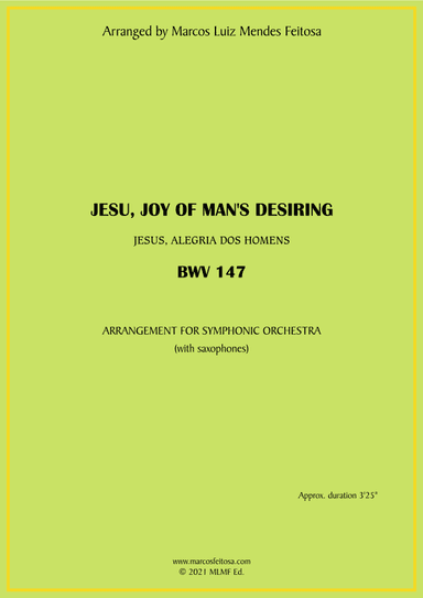 Jesu, Joy of Man's Desiring (BWV 147) - Symphonic Orchestra with Saxophones (arr. MARCOS LUIZ MENDES FEITOSA)