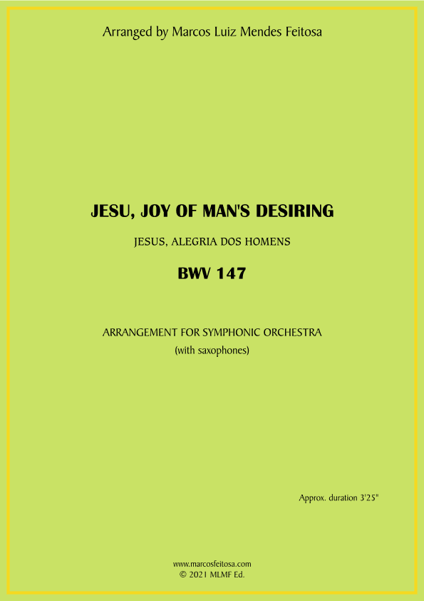 Jesu, Joy of Man's Desiring (BWV 147) - Symphonic Orchestra with Saxophones (arr. MARCOS LUIZ MENDES FEITOSA)