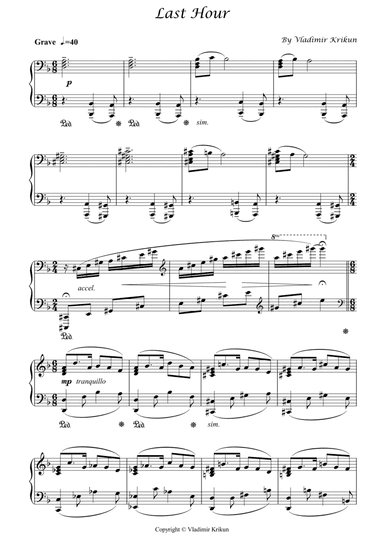 Last Hour by Vladi Krik for piano solo