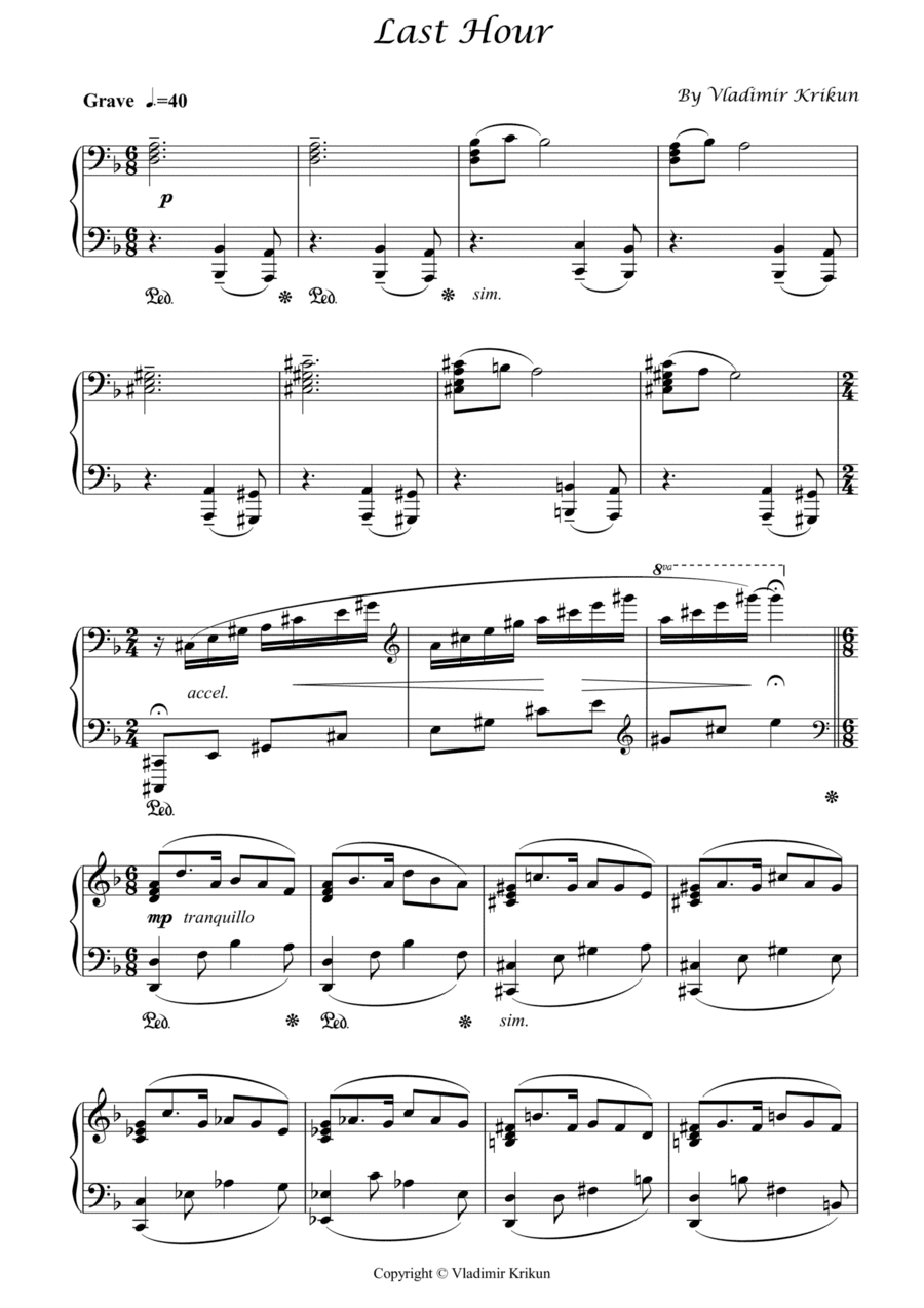 Last Hour by Vladi Krik for piano solo