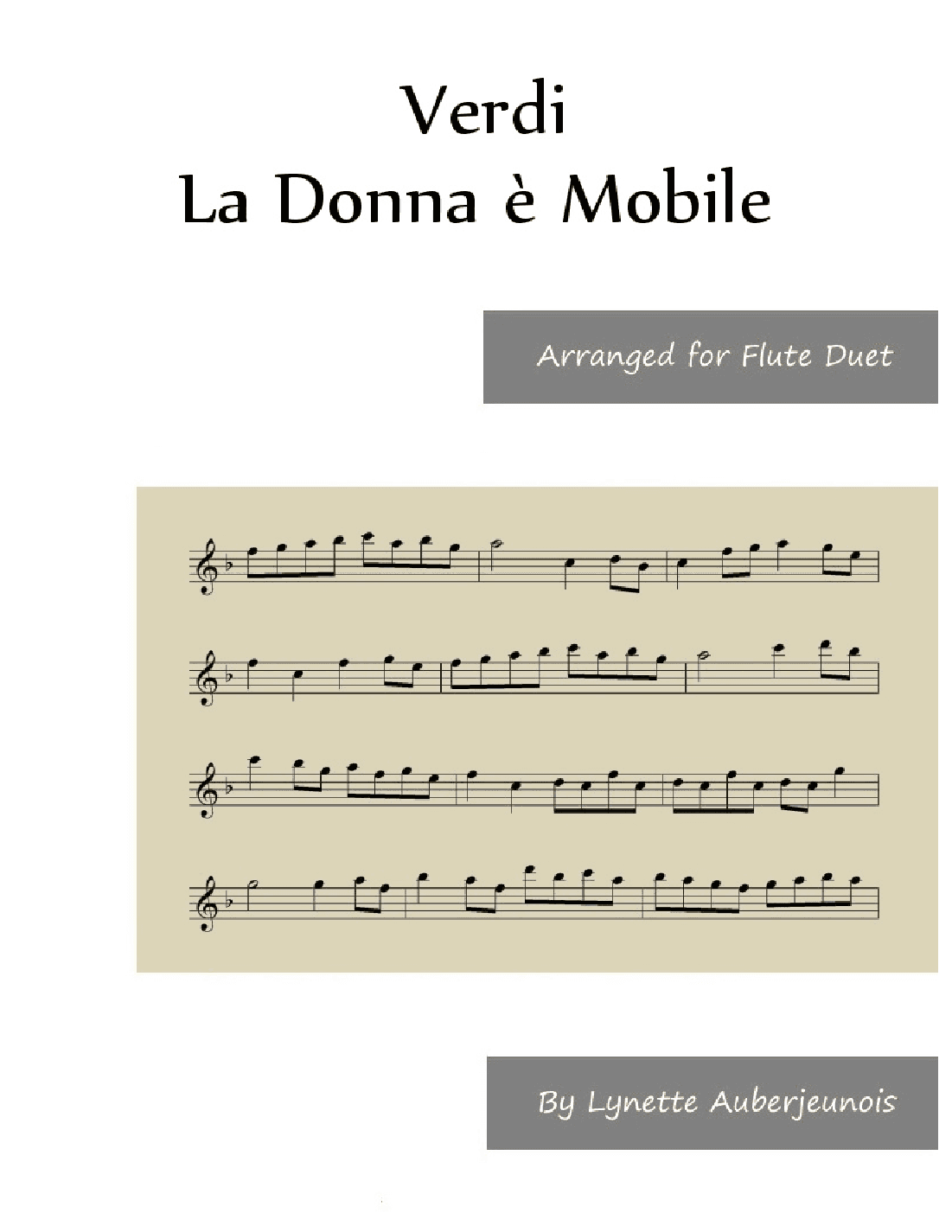 La Donna è Mobile - Flute Duet (arr. Lynette Auberjeunois)