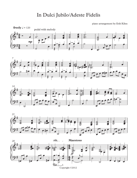In Dulci Jubilo - Adeste Fidelis - piano arrangement by Erik Kihss (arr. Erik Kihss)