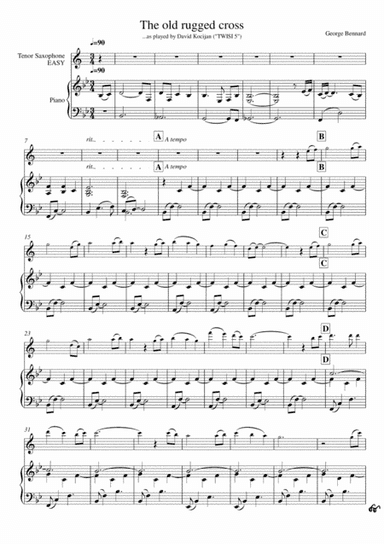 The old rugged cross (piano & tenor sax) - EASY (arr. David Kocijan)