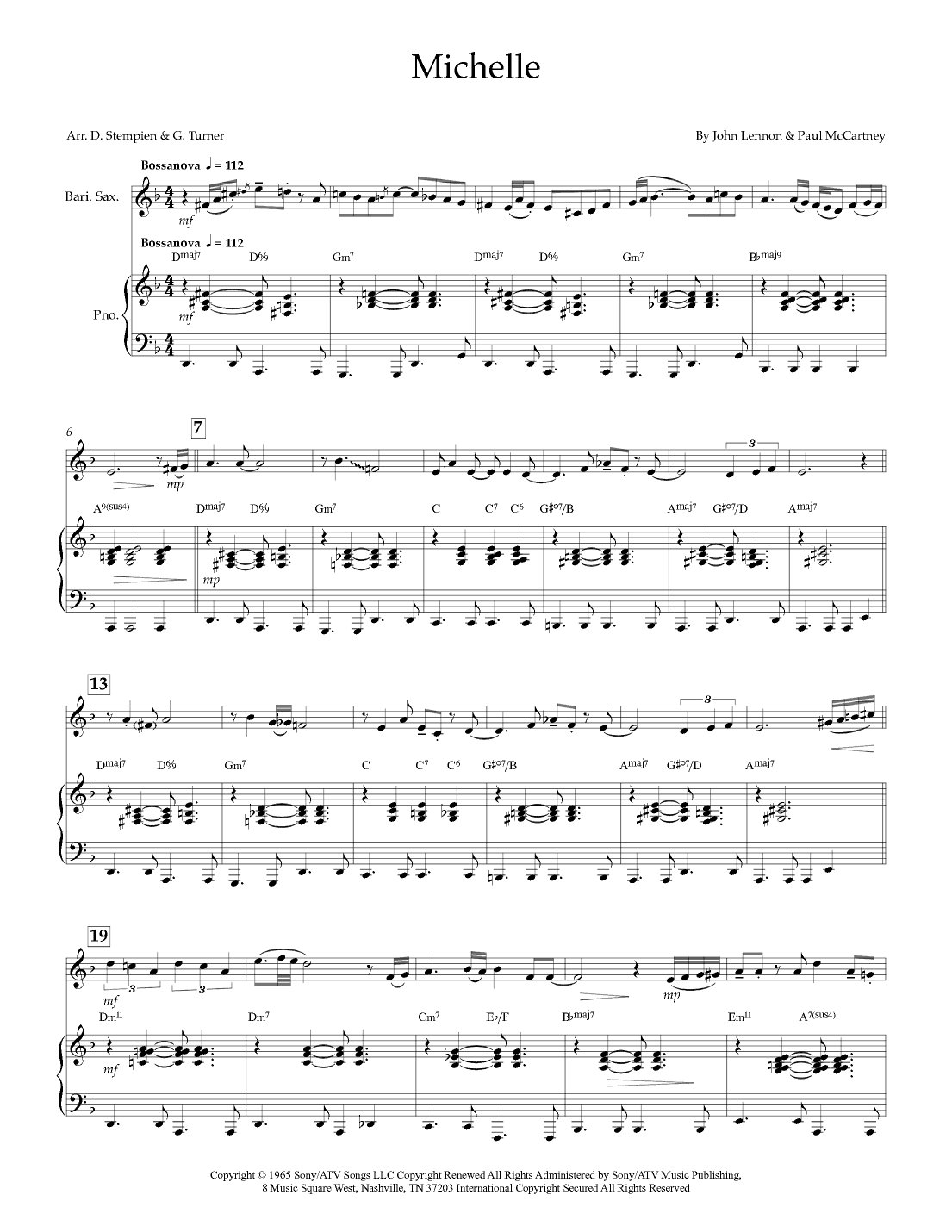 Michelle (arr. Debra E. Stempien, Gregory H. Turner)