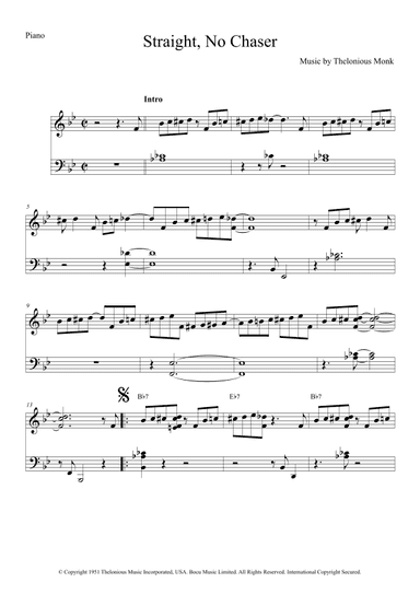 Straight No Chaser (arr. The Sheet Music Library)