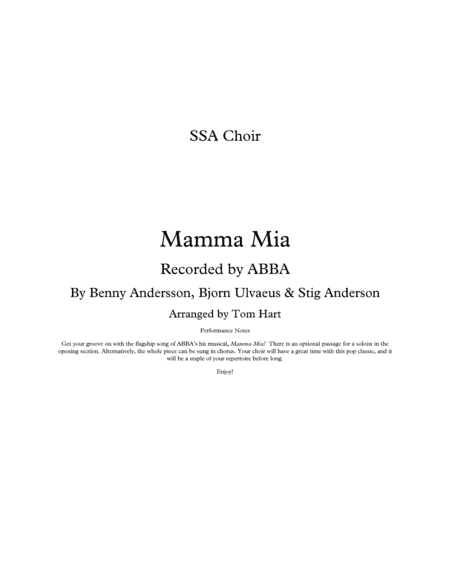 Mamma Mia (arr. Tom Hart)
