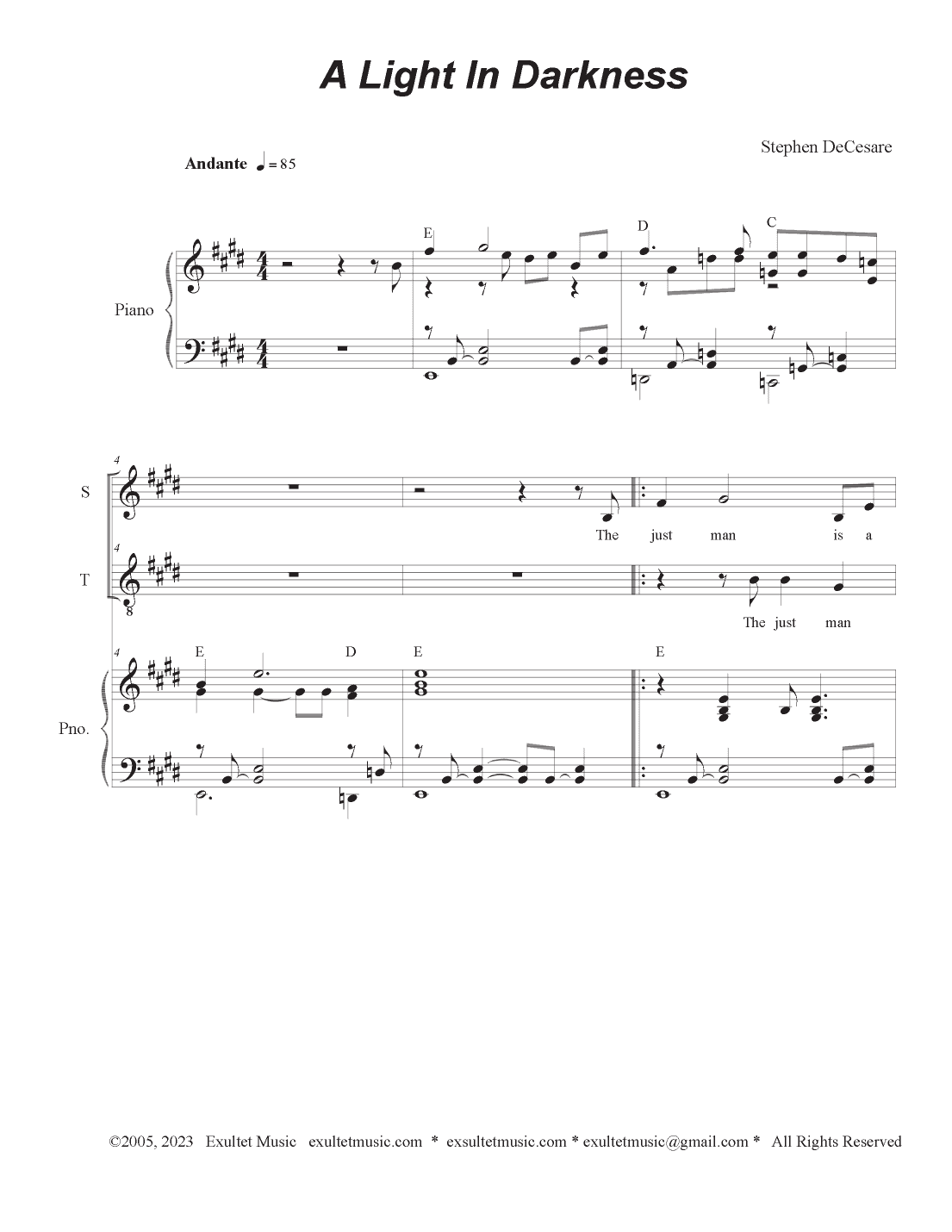 A Light In Darkness (Duet for Soprano and Tenor solo)