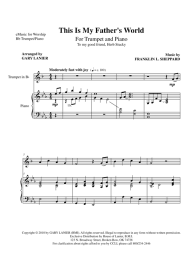 This Is My Father's World (Trp Pn Parts) (arr. Gary Lanier)
