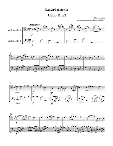 Lacrimosa from Mozart´s Requiem Cello Duet (arr. Abraham Maduro)