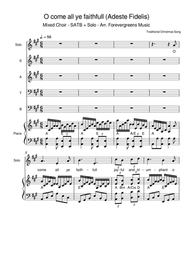 O come all ye faithfull (Adeste Fidelis) - Christmas Song - Arr. Forevergreens Music for SATB Choir (arr. Paul Brandsma)