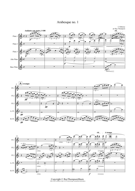 Debussy: Arabesque No.1 - flute quintet (arr. Ray Thompson)