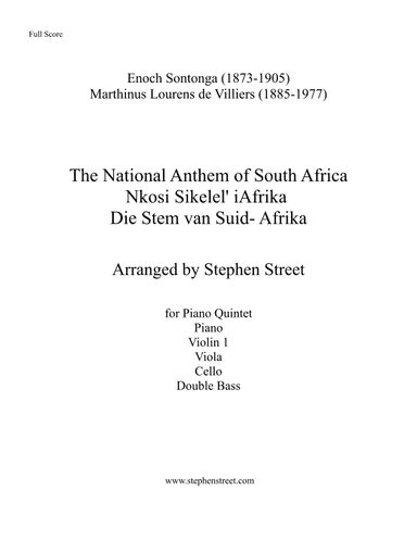 The National Anthem of South Africa, Nkosi Sikelel' iAfrika (Piano Quintet) (arr. Stephen Street)