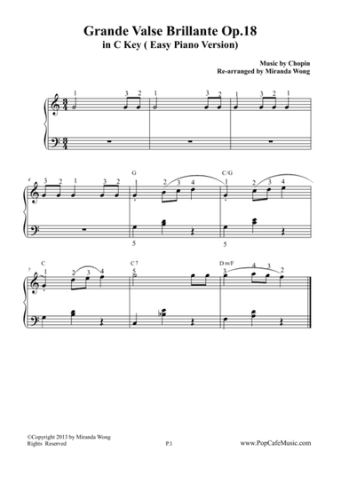 Waltz No.1 in C Key (Grande Valse Brillante Op.18) (arr. Miranda Wong)