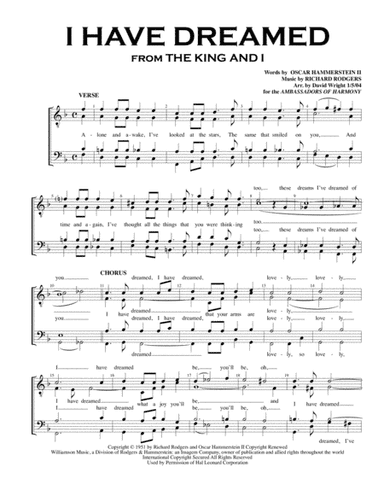 I Have Dreamed (arr. David Wright)