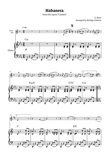 Habanera (for solo tenor sax w/ piano accompaniment) (arr. Rodrigo Faleiros)