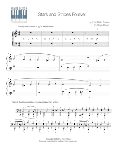 Stars and Stripes Forever (Elementary Piano Duet) (arr. Kevin Olson)