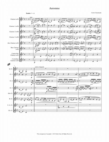 Automne for Clarinet Choir (Score) (arr. Emily Gray)